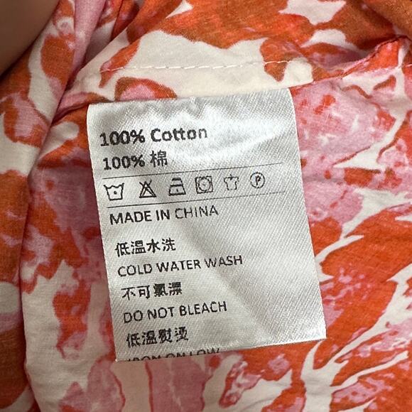 MOOD x MIURA Cotton Poplin Floral Puff Sleeve Cutout Romper Red Sz S {YY40} - Picture 5 of 5